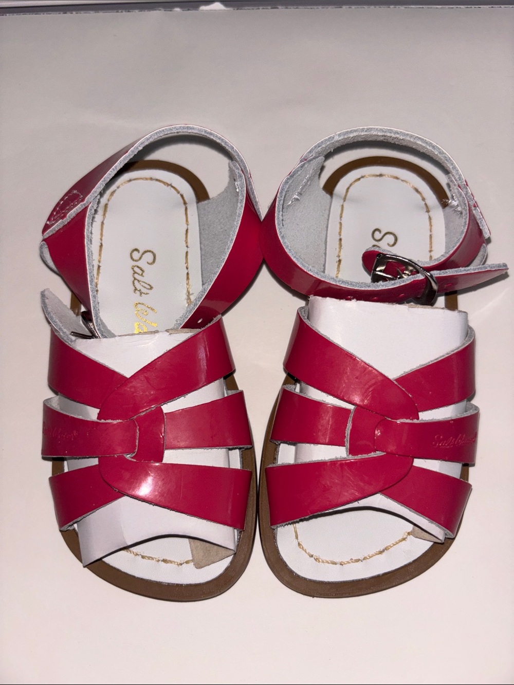 Salt Water Sandals by Hoy Hot Pink Strappy Buckle Sandals